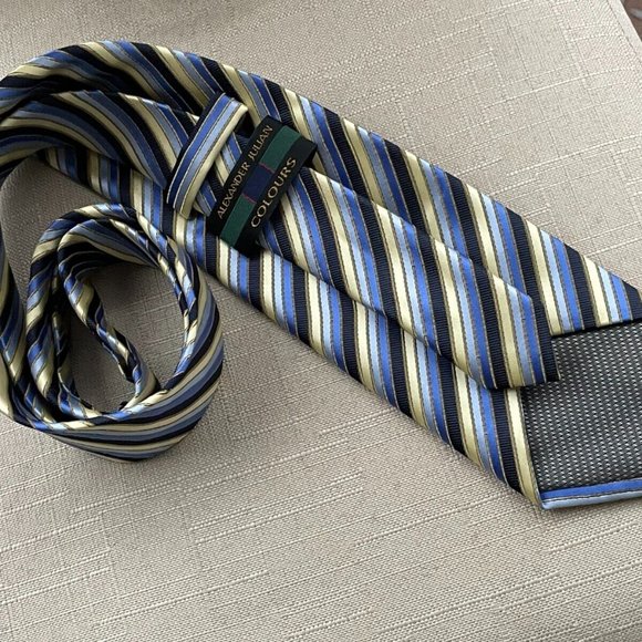Alexander Julian Colours Men Tie Multi color Striped Necktie Classic Tie - Picture 7 of 10